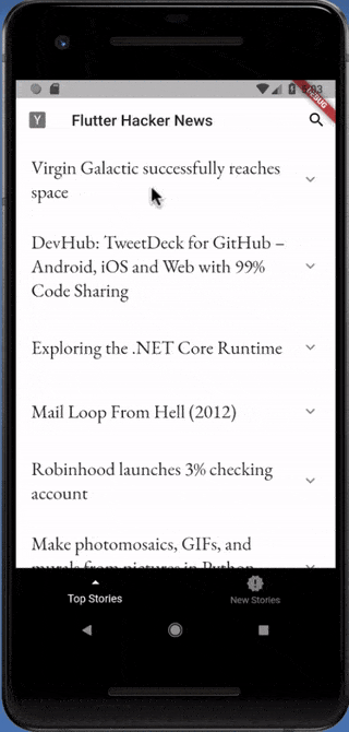 latest version of the Hacker News app that we’ve been developing on our YouTube show